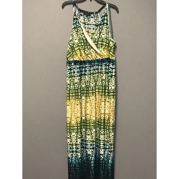 Glamour Halter Maxi Dress Women's 22W Ombre Tie Dye NWOT Sleeveless Wrap Smocked - Picture 3 of 6